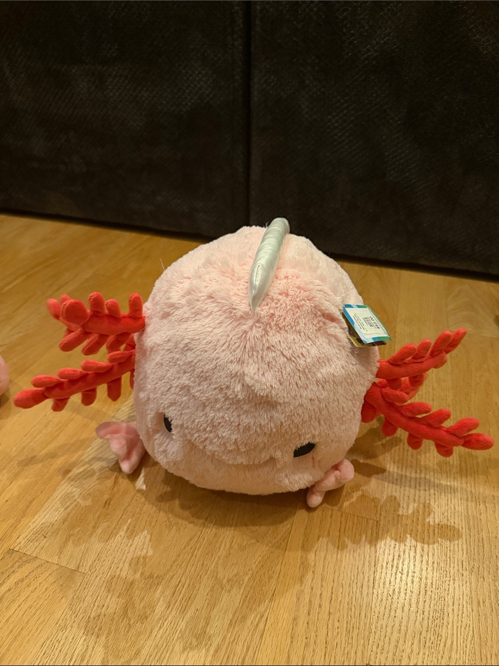 Plush Pink Axolotl Pet Toy with Red Gill Accents